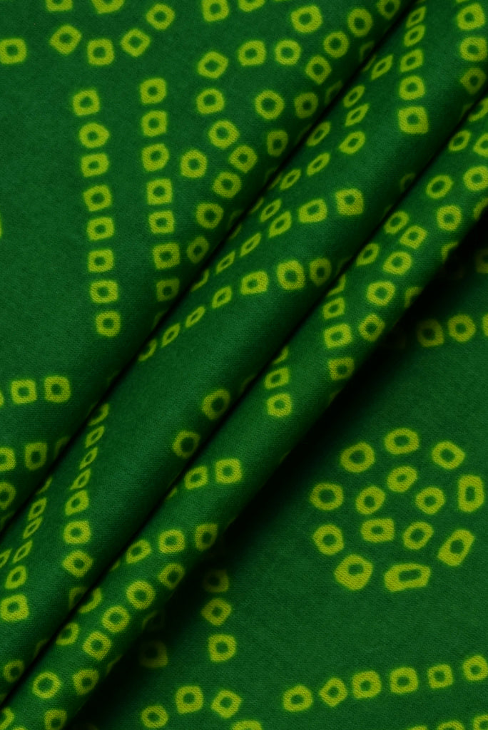 Green Bandhej Print Cotton Fabric