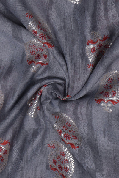 Gray Butta Print Muslin Fabric