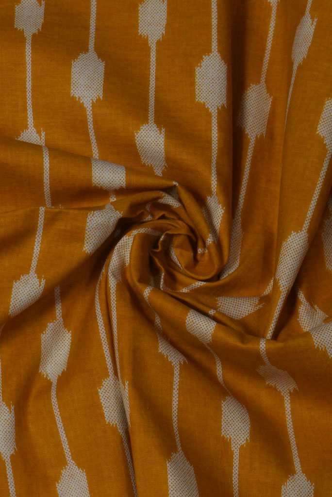 Yellow Abstract Print Cotton Fabric