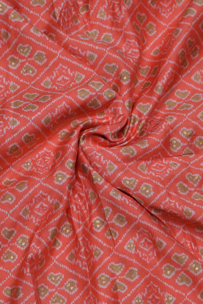 Red Foil Print Muslin Fabric