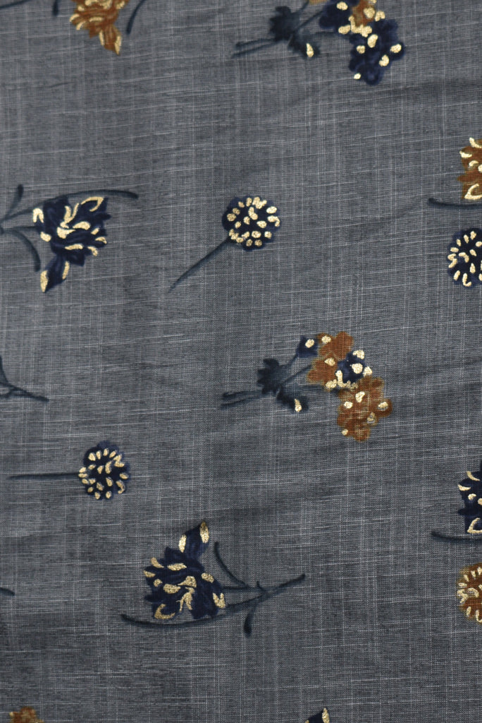 Gray Flower Print Calfee Cotton Fabric