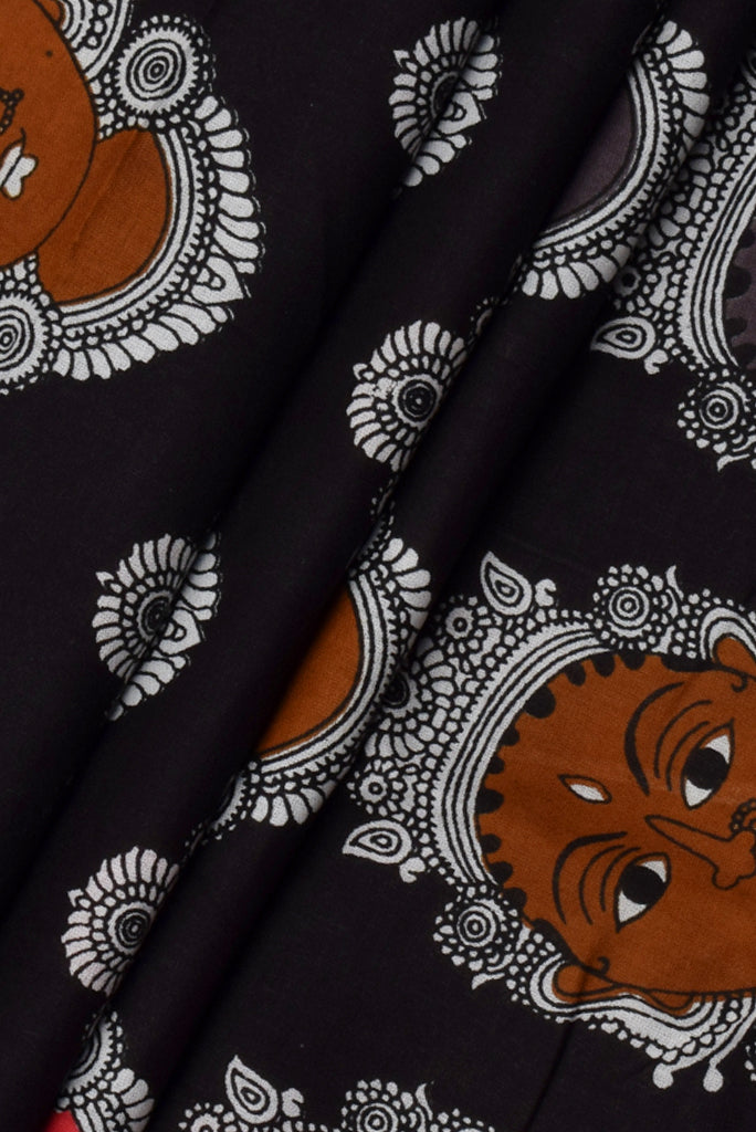 Black Devi Print Cotton Fabric