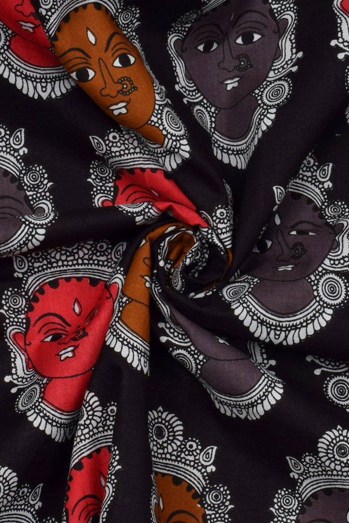 Black Devi Print Cotton Fabric