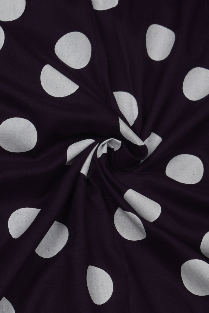 Purple Polka Dots Print Rayon Fabric