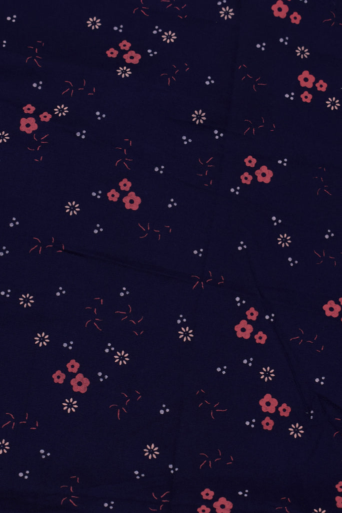 Blackcurrant peach Flower Print Rayon Fabric