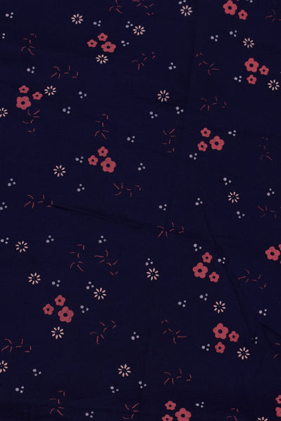 Blackcurrant peach Flower Print Rayon Fabric