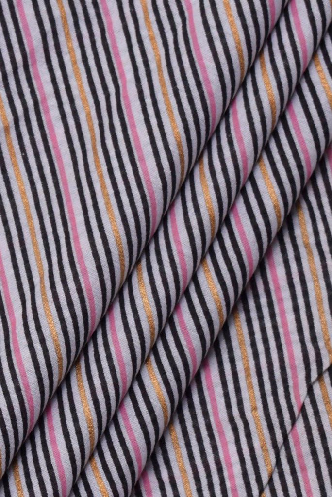 Multicolor Stripes Print Cotton Fabric