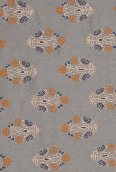 Pale Slate Flower Print Rayon Fabric