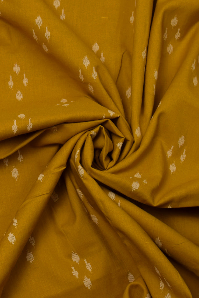 Mustard Abstract Print Cotton Fabric