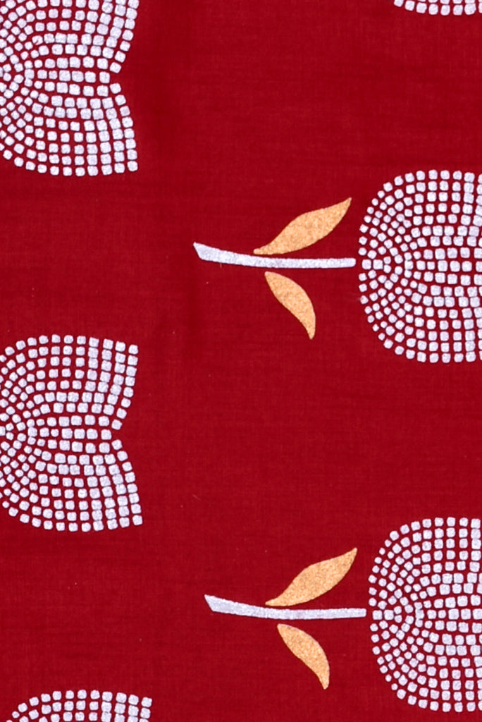 Red Flower Print Muslin Fabric