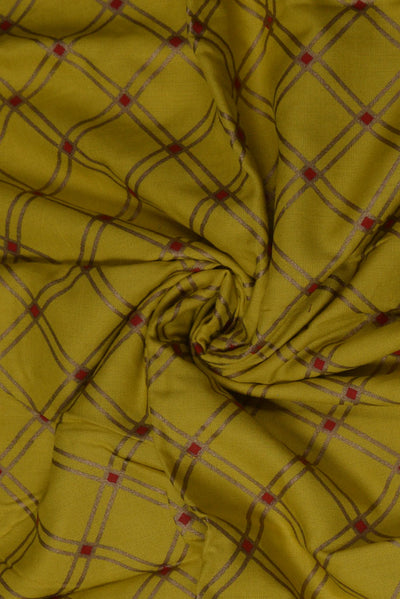 Green Checks Print Rayon Fabric