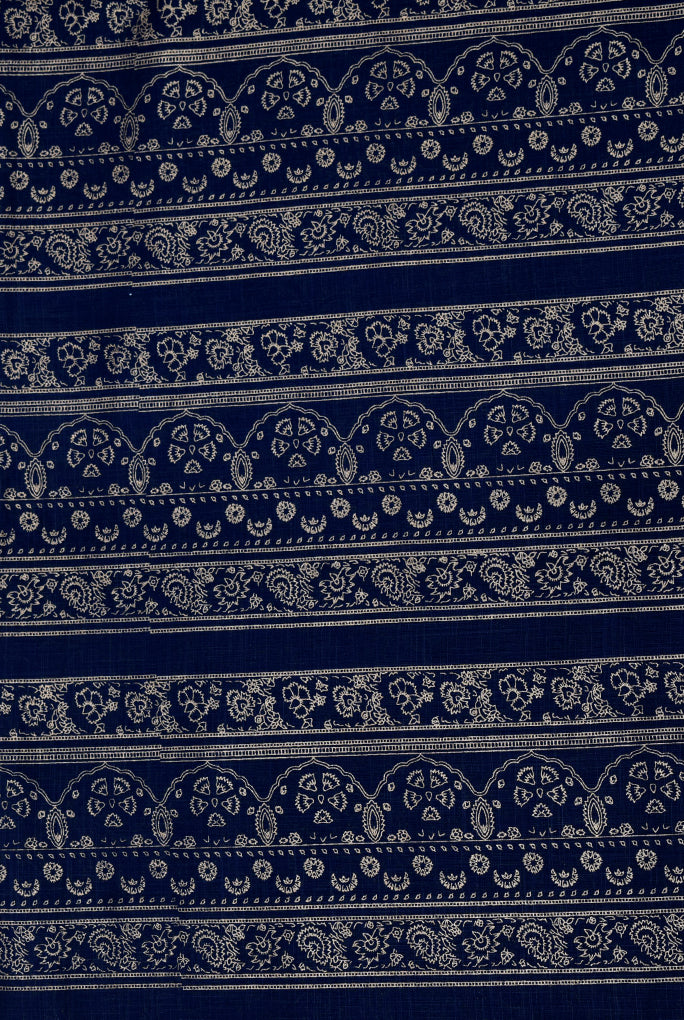 Regal Blue Abstract Print Rayon Fabric