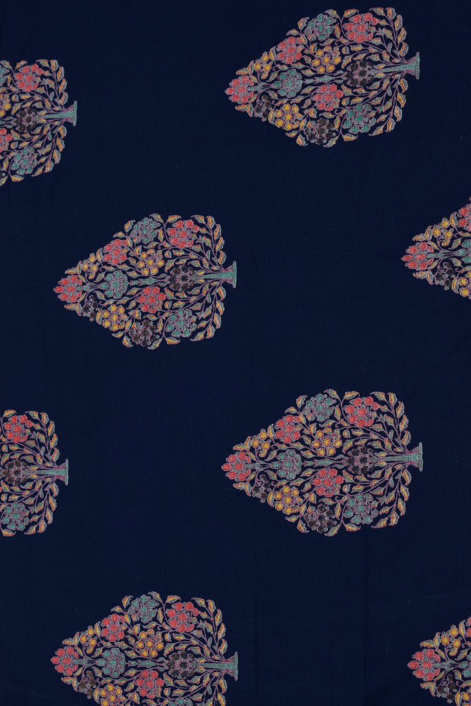 Cyprus Blue Flower Print Cotton Fabric