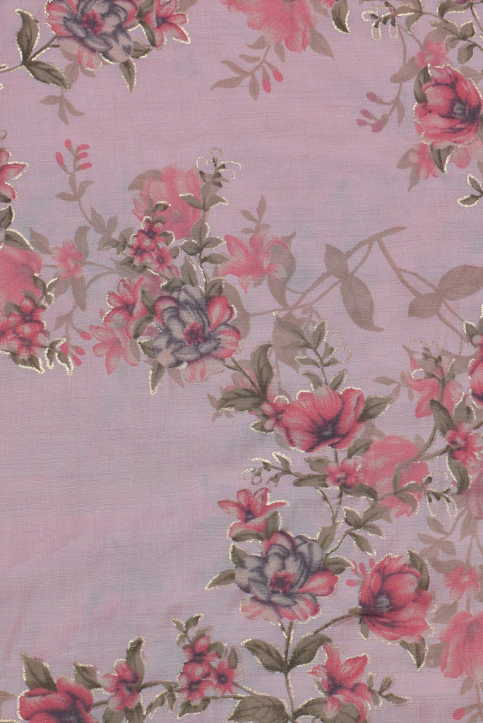 Light Pink Flower Print Fancy Crepe Fabric