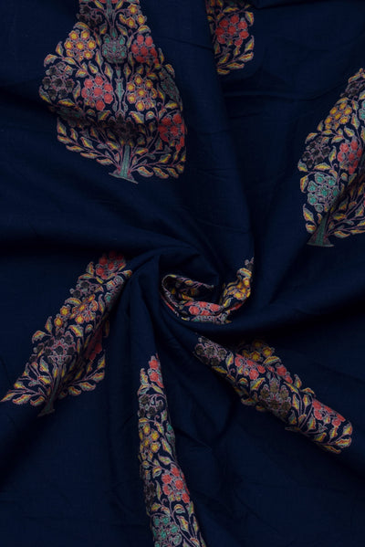 Cyprus Blue Flower Print Cotton Fabric