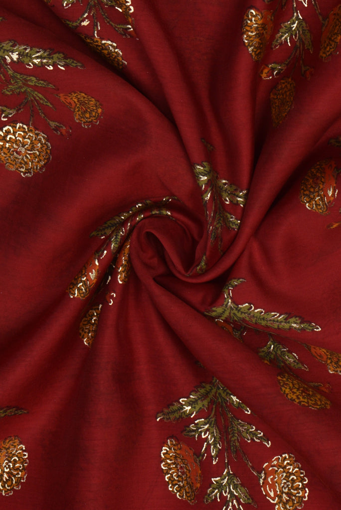 Red Flower Print Muslin Fabric