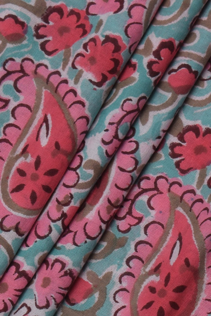 Pink Butta Print Cotton Fabric