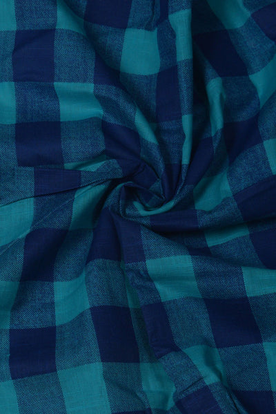 Blue Checks Print Cotton Fabric