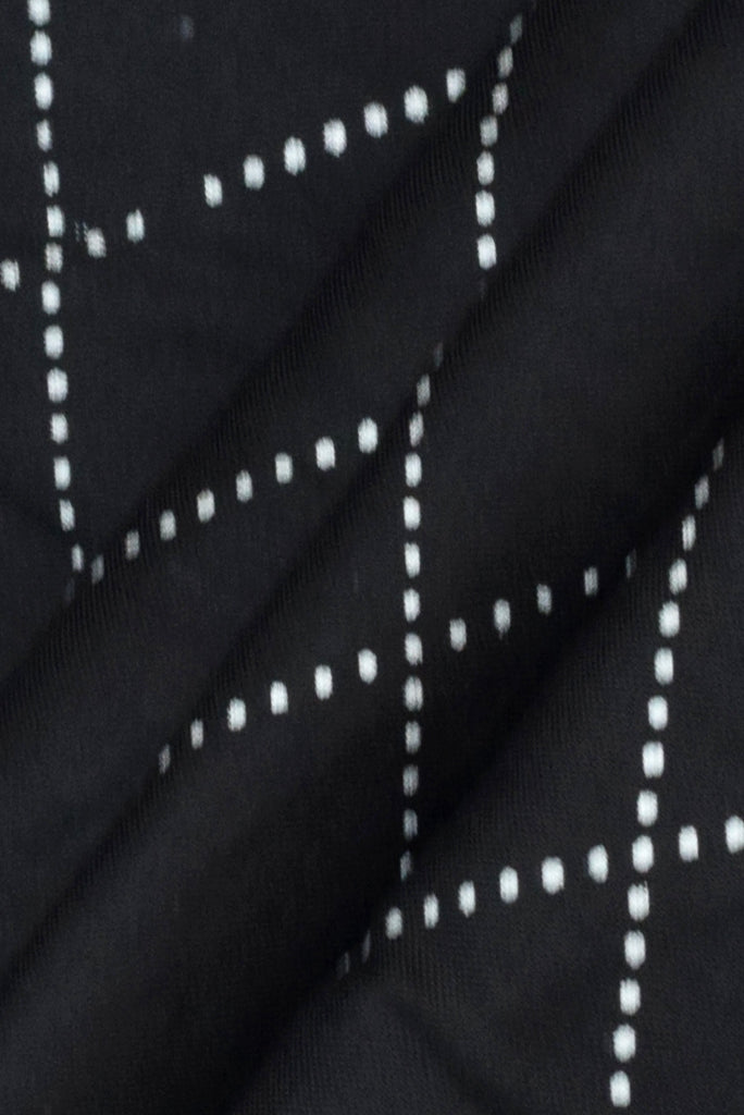 Black Russian White Bandhej Print Rayon Fabric