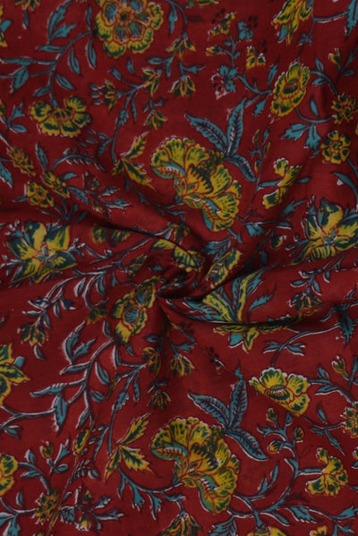Red Flower Print Cotton Fabric