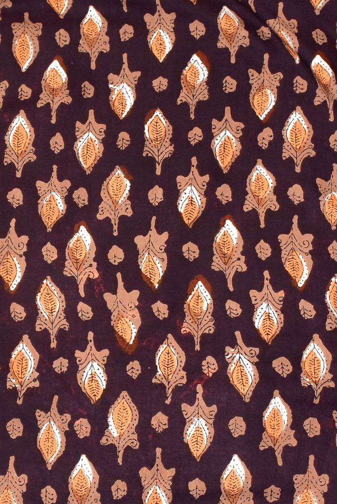 Dark Brown Flower Print Rayon Fabric