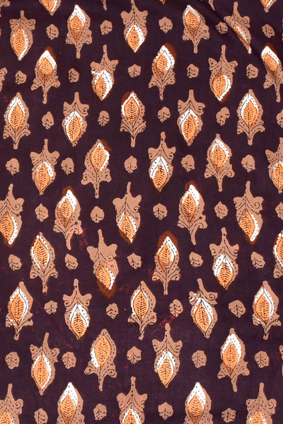 Dark Brown Flower Print Rayon Fabric