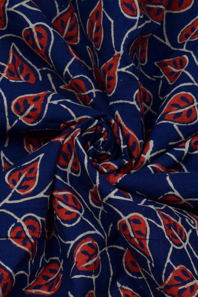 Blue Leaf Indigo Printed Cotton Fabric