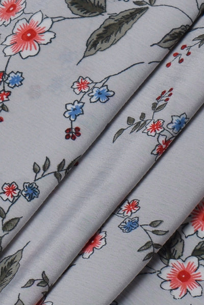 Gray Flower Print Fancy Chiffon Fabric