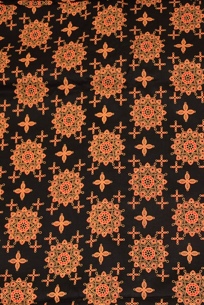 Brown Flower Print Rayon Fabric