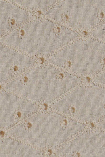 (Cut Piece 0.85 Mtr) White Cotton Fancy Fabric