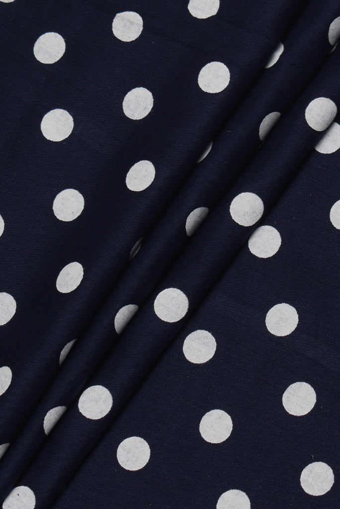 Black Polka Dots Print Rayon Fabric