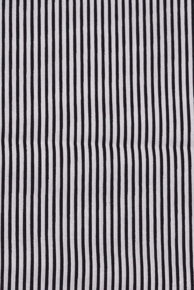 Black Stripes Print Cotton Fabric