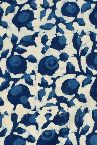 Blue Flower Print Indigo Cotton Fabric