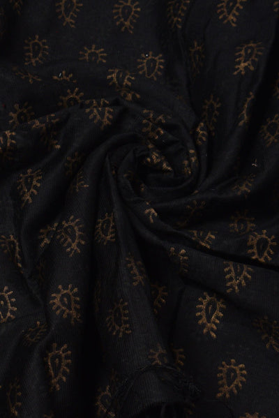 Black Flower Print Silk Fabric