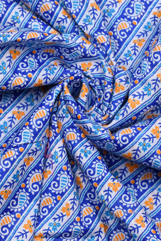Multi Color Leaf Print Cotton Fabric