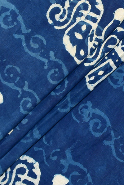 Blue Elephant Print Indigo Cotton Fabric
