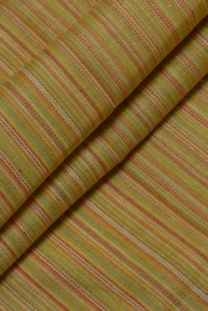 Yellow Printed Cotton Slub Patta Fabric