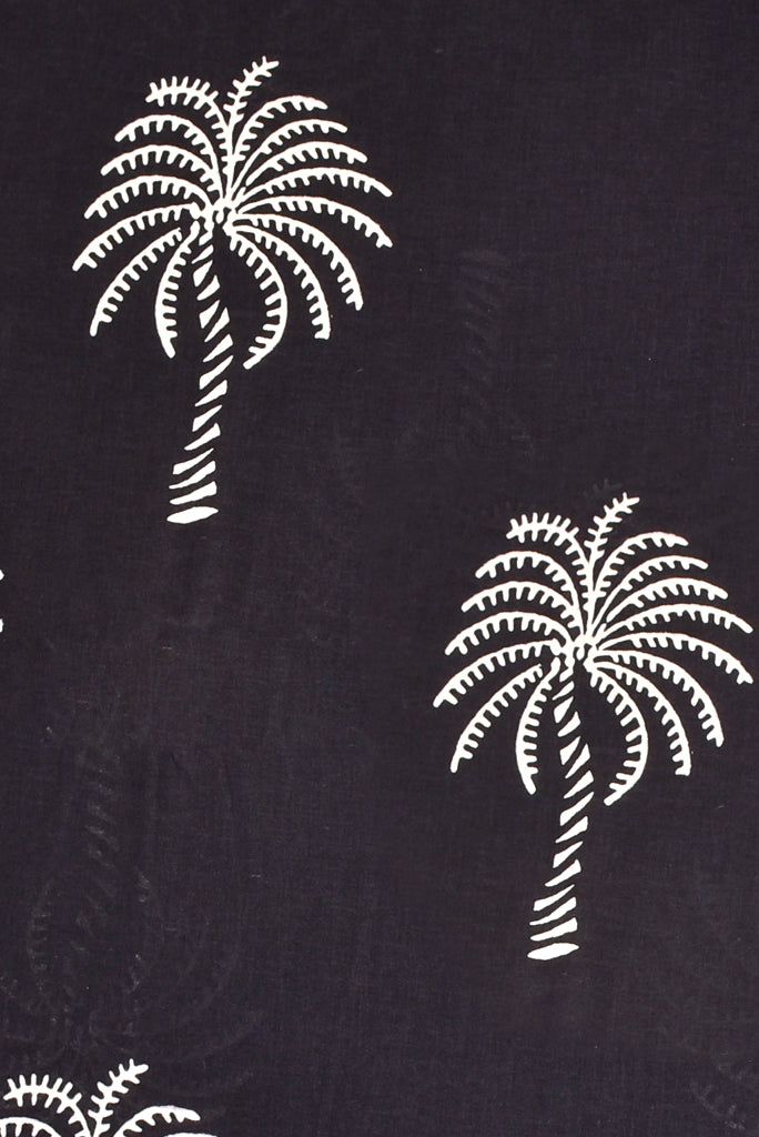 Black Tree Printed Handblock Fabric