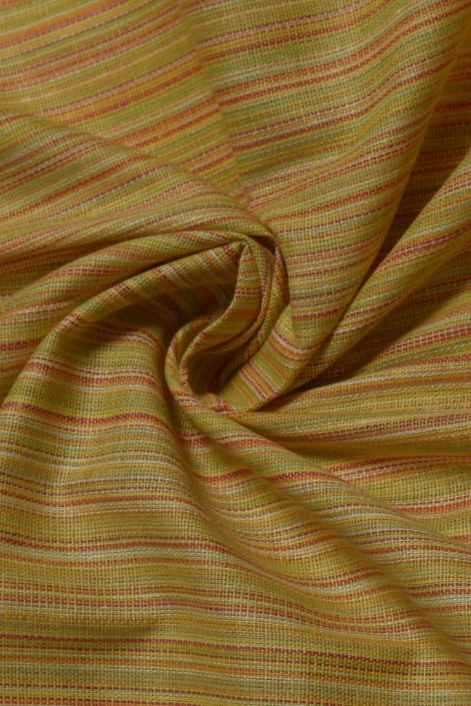 Yellow Printed Cotton Slub Patta Fabric