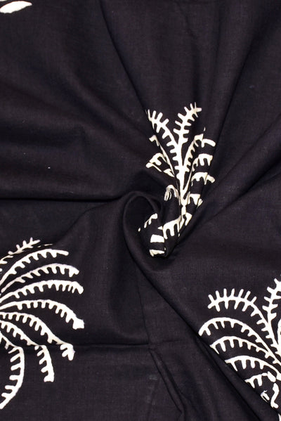 Black Tree Printed Handblock Fabric
