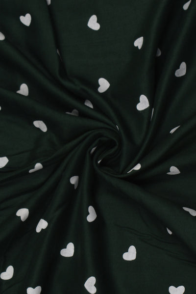 Green Heart Print Rayon Fabric