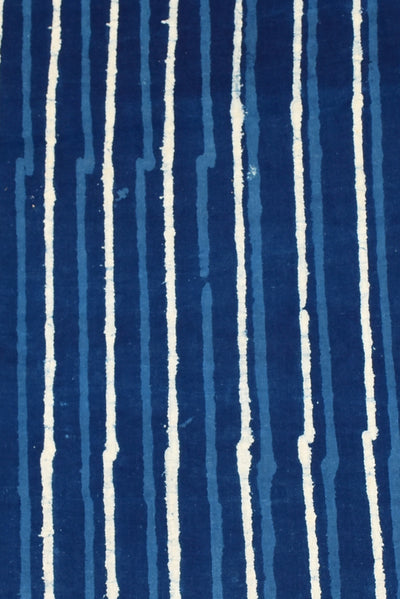 Blue Stripes Print Indigo Cotton Fabric