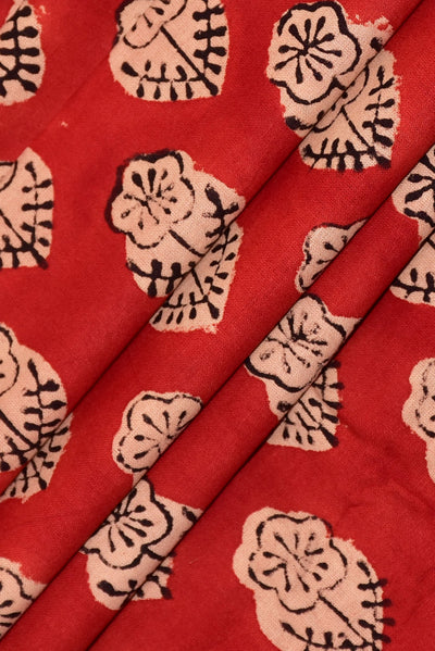 Red Flower Print Handblock Fabric