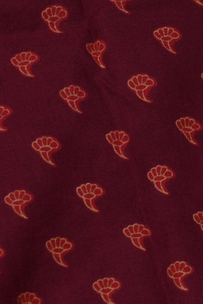 Maroon Flower Print Cotton Fabric