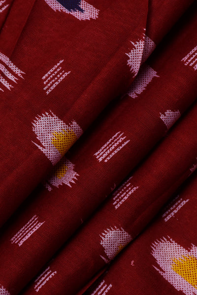 Maroon Abstract Print Rayon Fabric