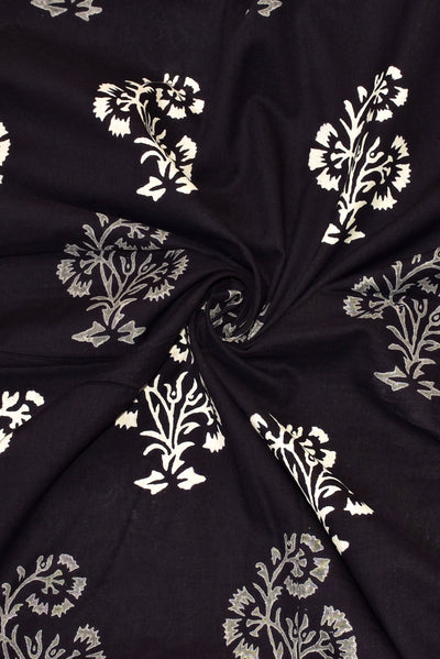 Black Tree Print Handblock Fabric
