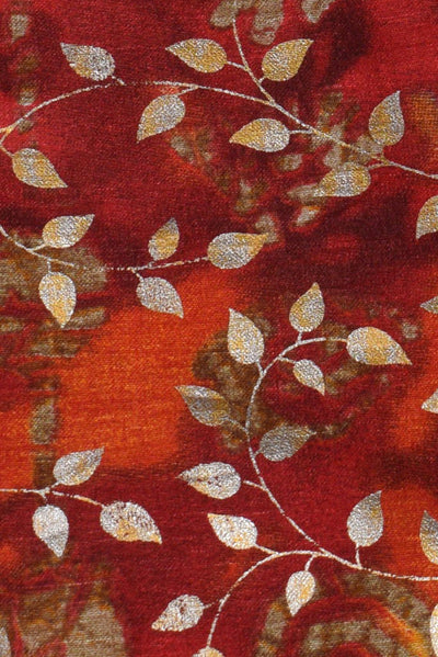 Red Flower Print Silk Fabric