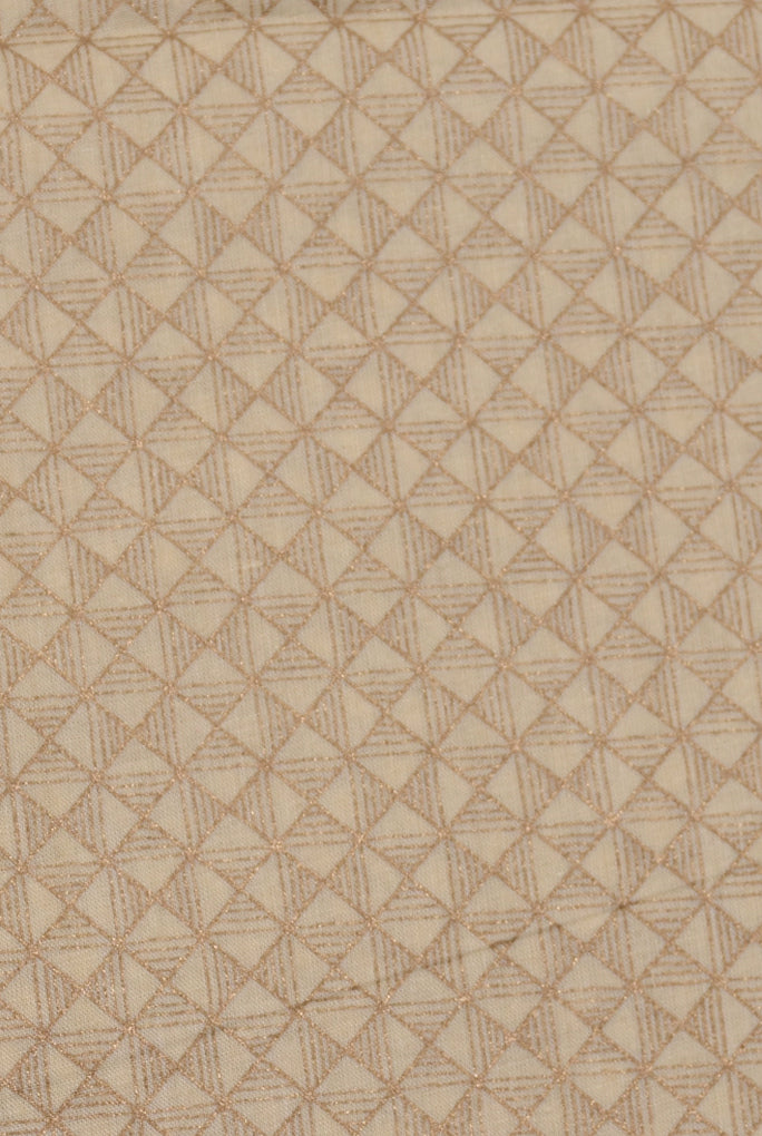 Beige Abstract Gold  Print Cotton Fabric