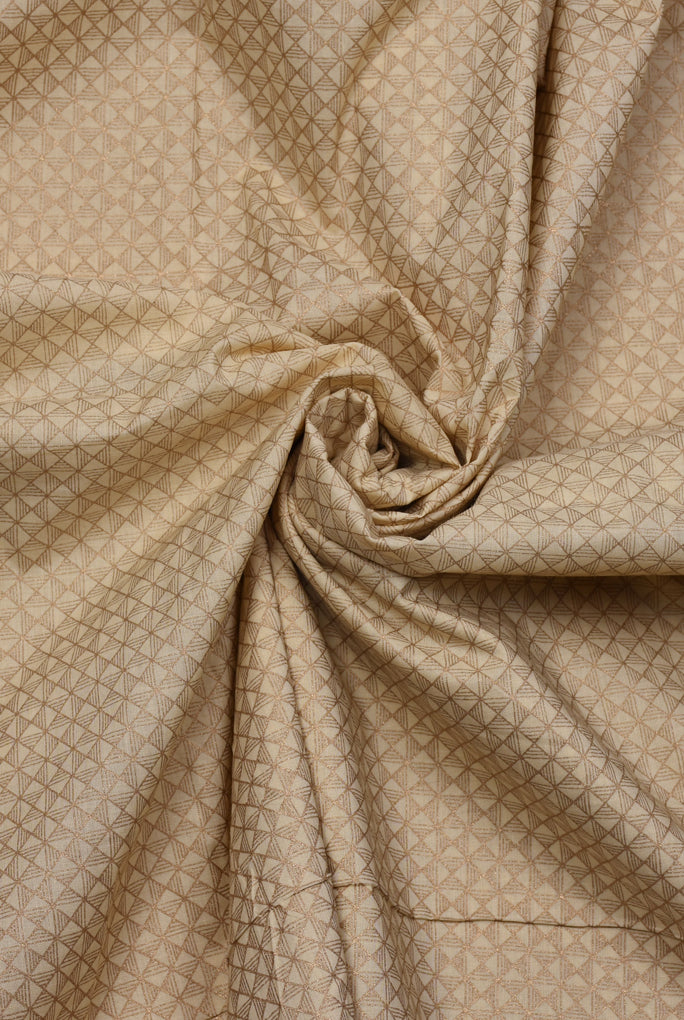 Beige Abstract Gold  Print Cotton Fabric