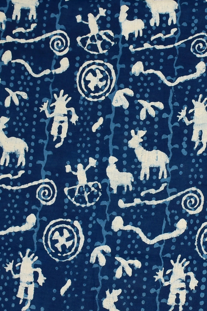 Blue Animal Print Indigo Cotton Fabric